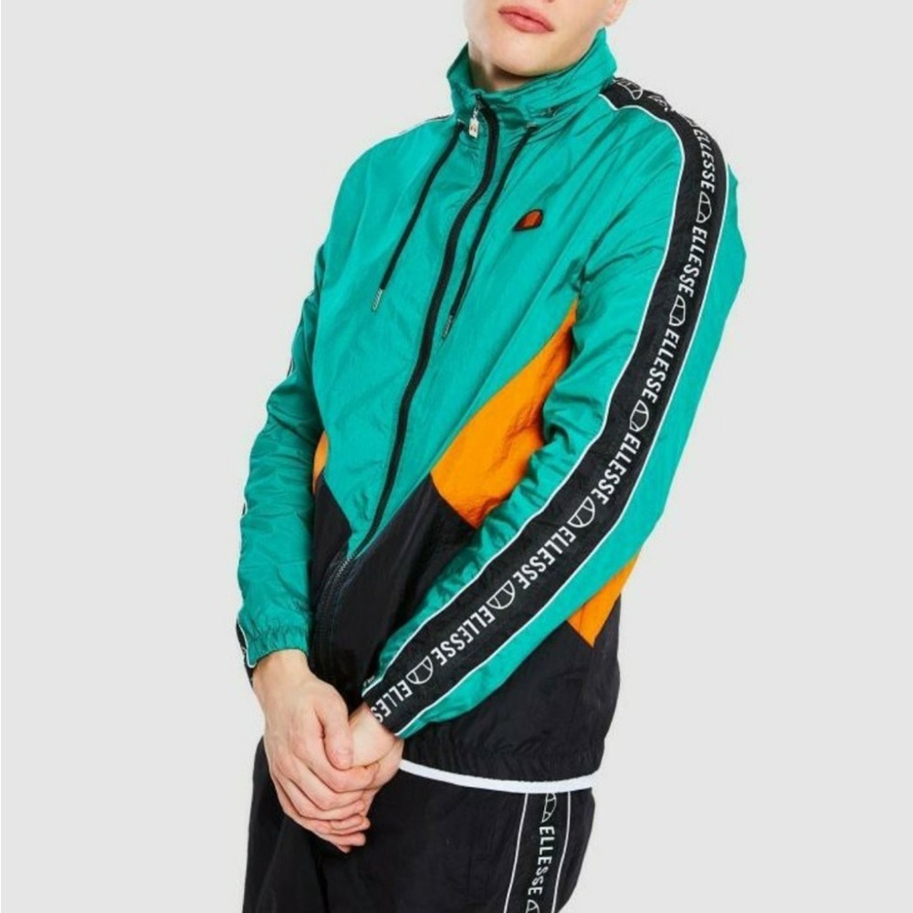 Ellesse Men's‎ Teal, Orange, and Black Windbreaker